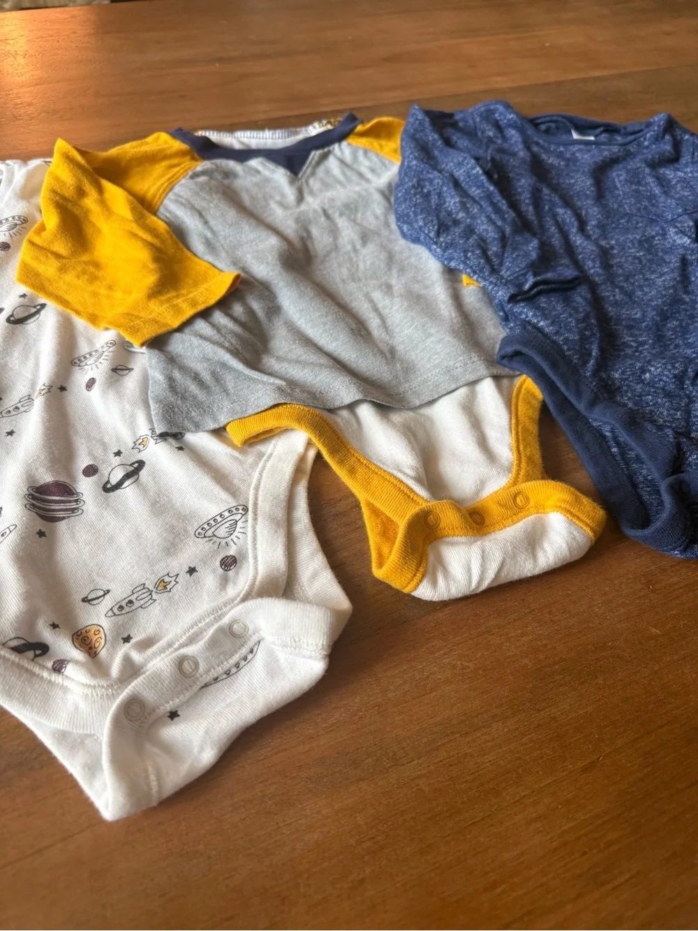 ⚡️3/$20 Baby Boys' 6-12 months Long Sleeve Onesie Set - Space, Gray & Navy